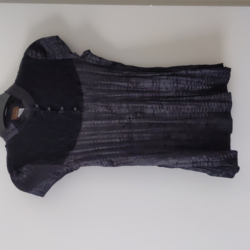 Janette Size S Club Party Top Black Lingerie Lace and Satin Goth NWOT